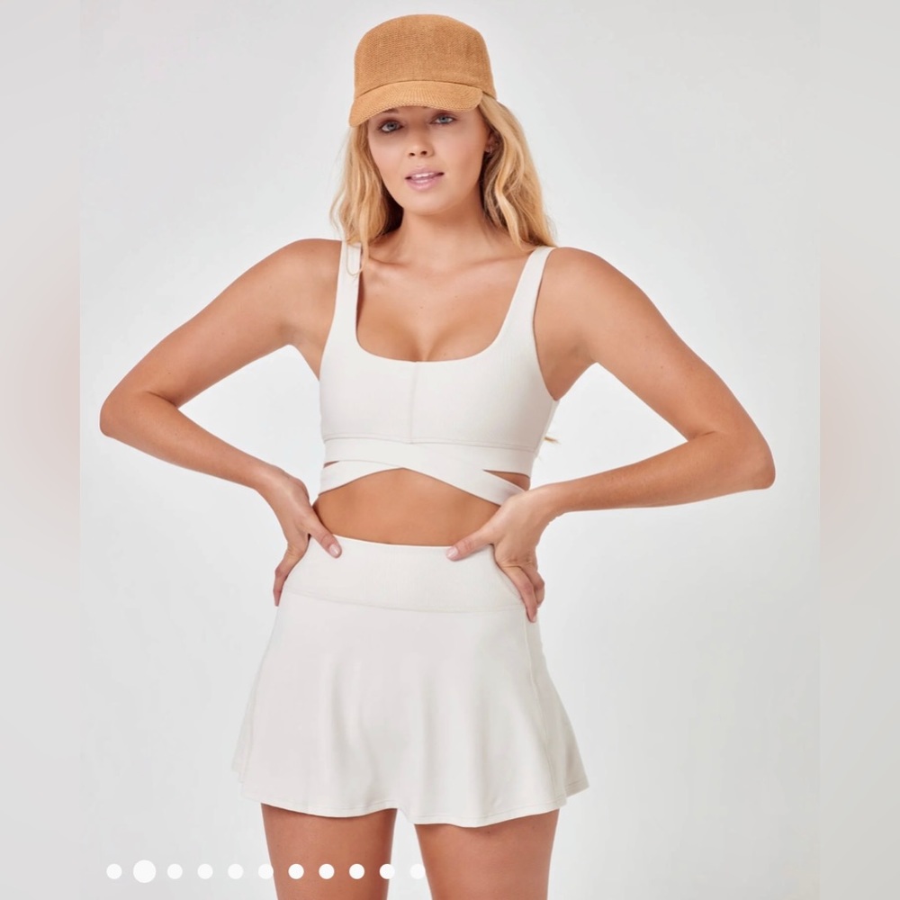 NWT Lspace Bobby Bra and Riggs Skort Set in color Bone